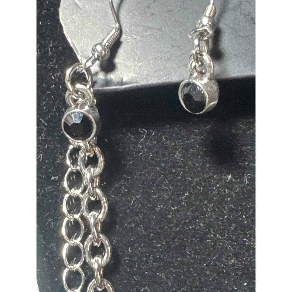 Paparazzi Silver & Black Faceted Stone Necklace & Earrings Set - Picture 2 of 8